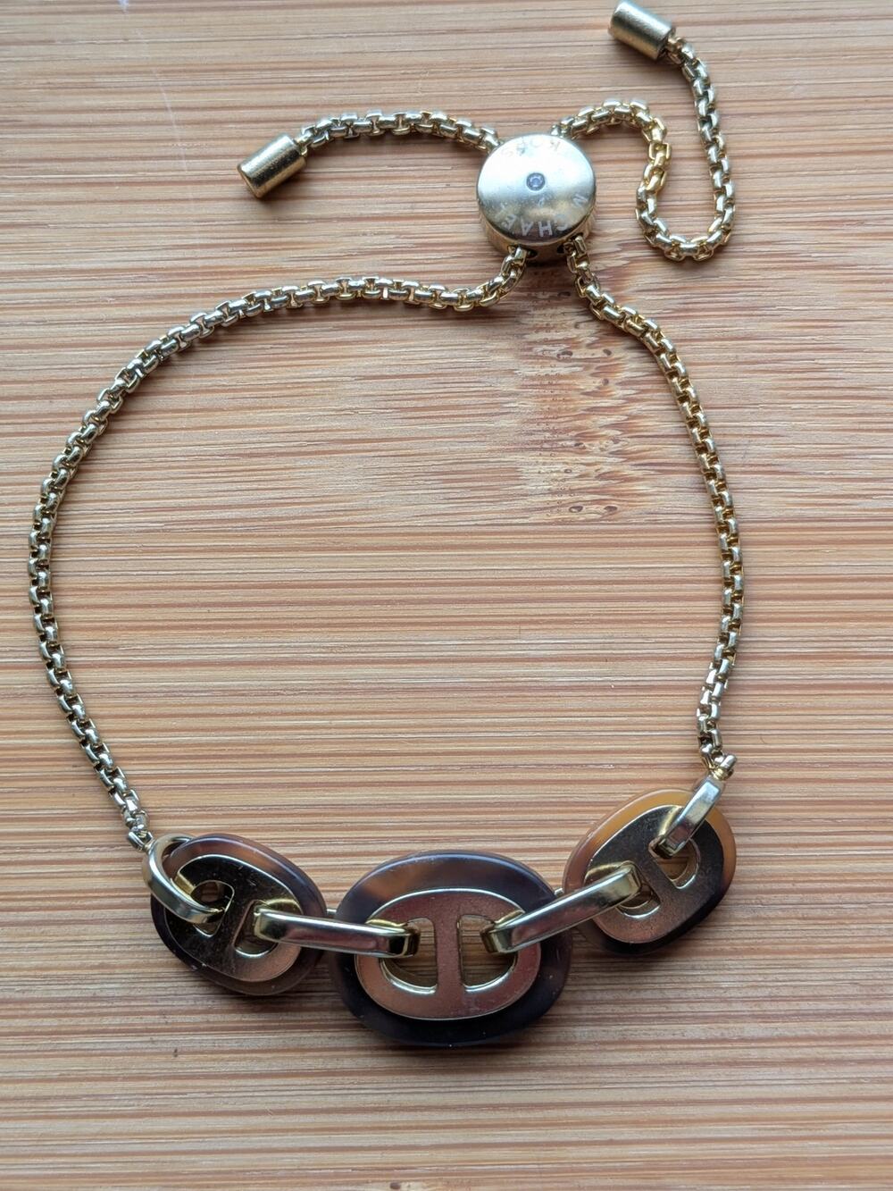 Michael Kors Adjustable Chain Link Slider Boho Gold Tone Bracelet